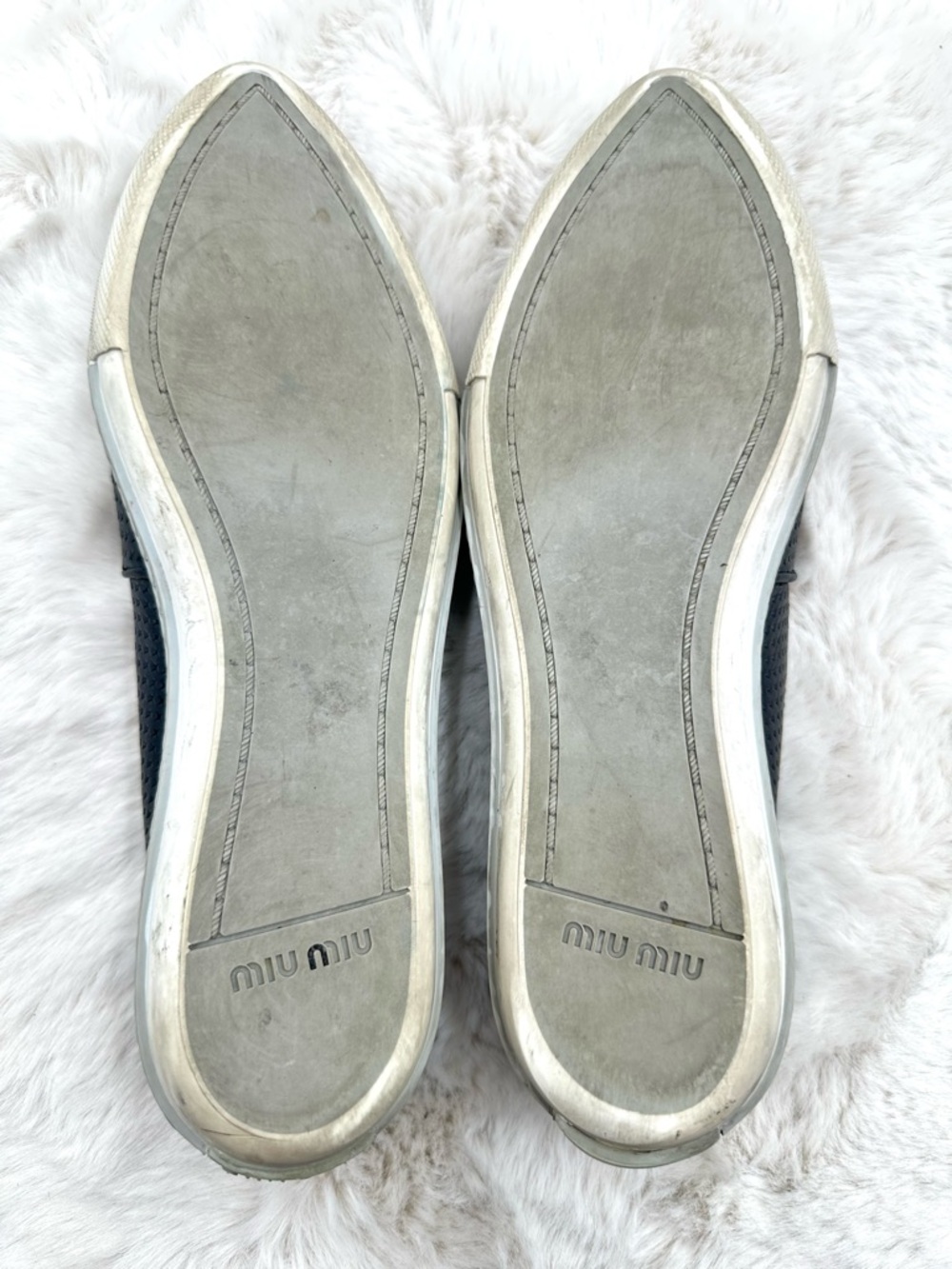 Miu Miu Platform Perforated Leather Metal Cap Toe Sneakers size 39 US 9 - Picture 9 of 12